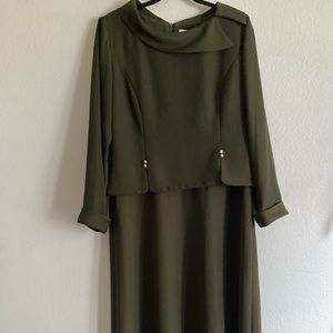Long olive green vintage dress